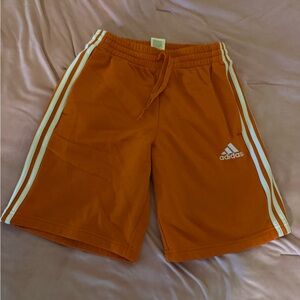 Adidas Bright Orange Shorts with White Stripes